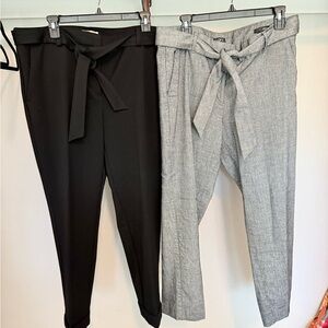 LOFT Women's Black and Gray Tie-Waist Pants